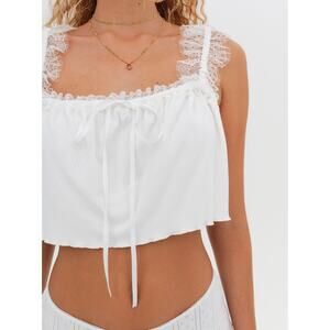 For Love & Lemons 'Joan' White Crop Top Size S